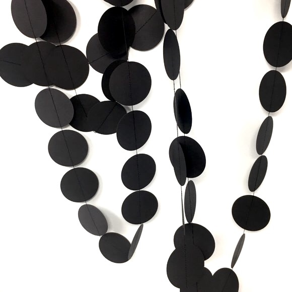 Black Dark Grey Round Paper Large Circle Party Halloween Extra Long Garland - Picture 2 of 16